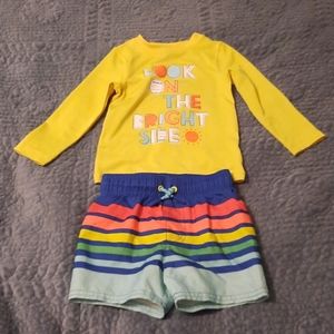 Cat & Jack swimsuit set rash guard top and trunks 18mo